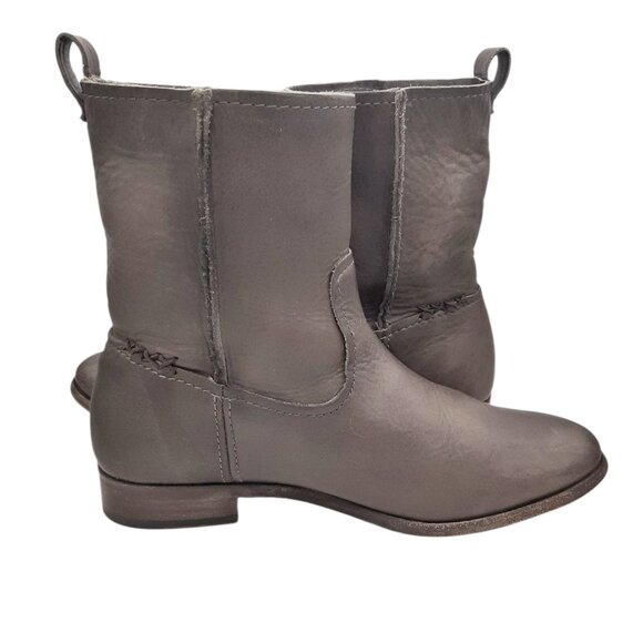 Frye Cara Gray Leather Mid Calf Roper Boots SZ 9 - Picture 6 of 16
